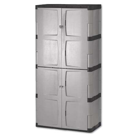 Rubbermaid Storage Cabinet, 72 in H, 36 in W, Gray/Black, 4 Shelves FG708300MICHR
